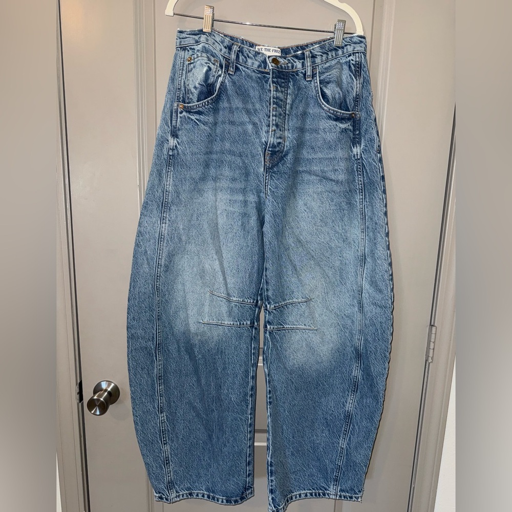Free People Light Blue Washed Baggy Jeans